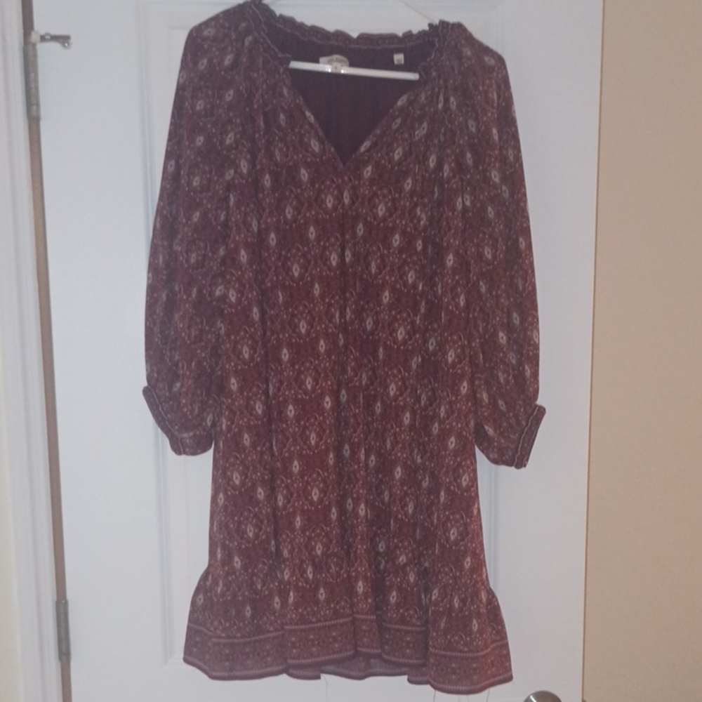 Max Studio Woman's Maroon Patterned Dress